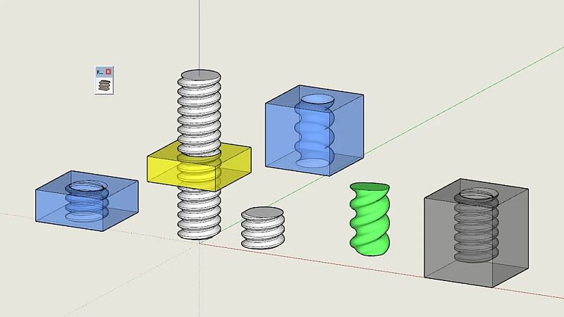 Filetages - Threads, exemples d'utilisation du plugin (extension) pour SketchUp